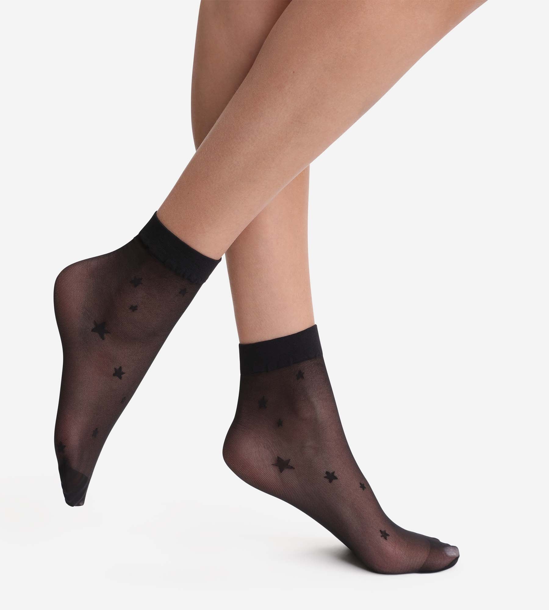 DIM Calcetines tobilleros negros transparentes con estrellas Dim Style