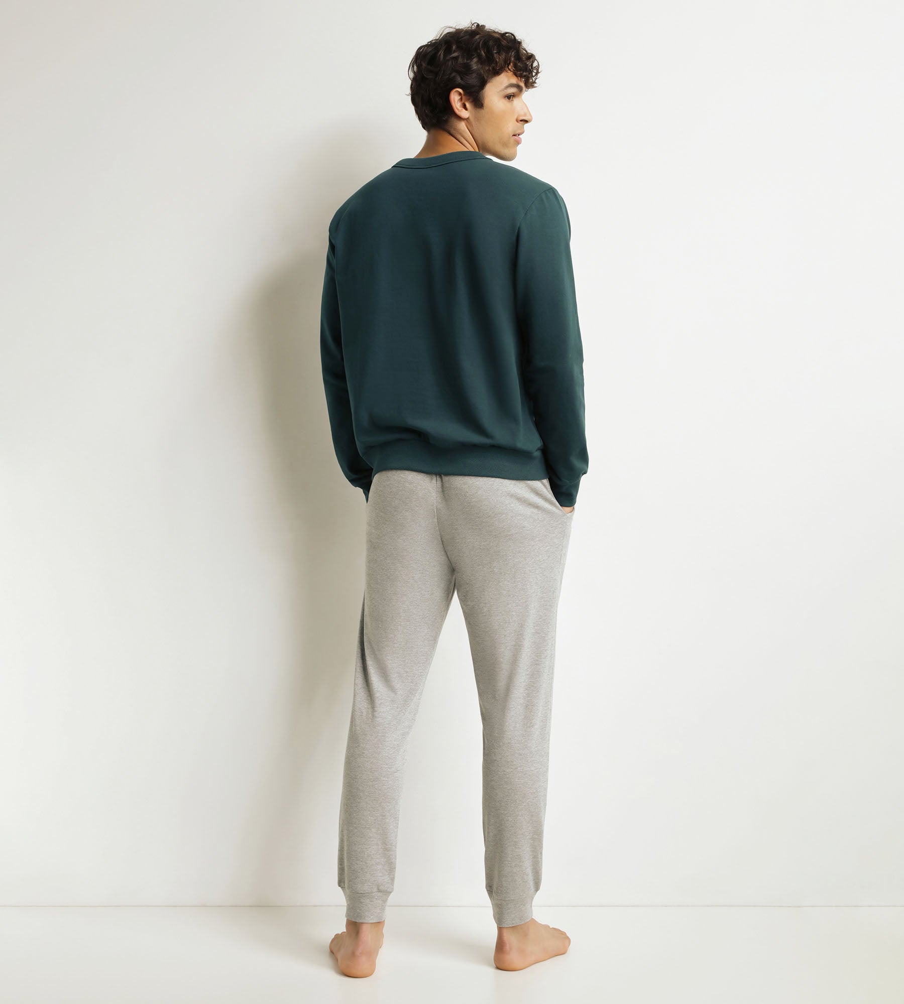 DIM Conjunto de pantalón de pijama para hombre Gris Verde Dim