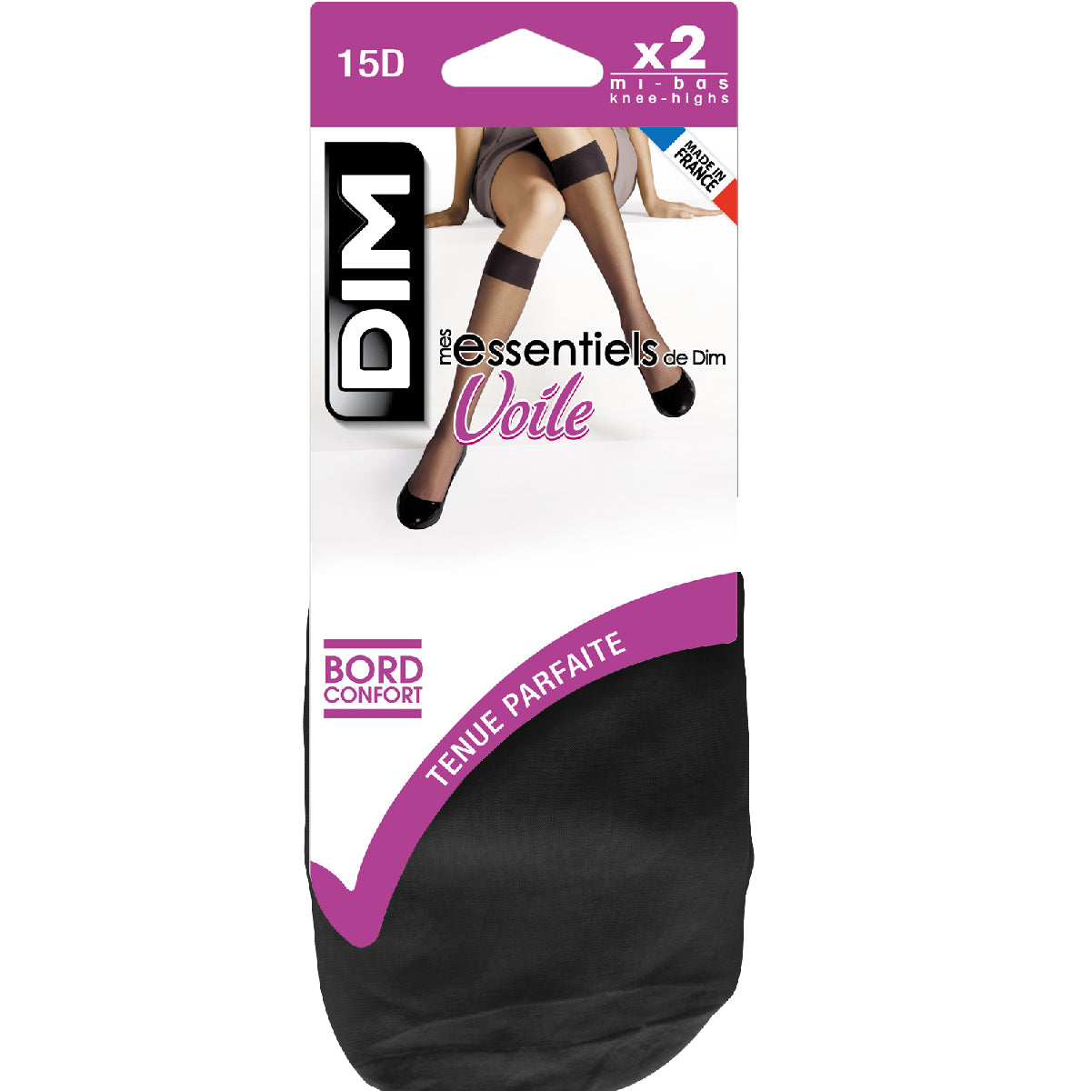 DIM Lote de 2 medias de velo negras Mes Essentiels 15D