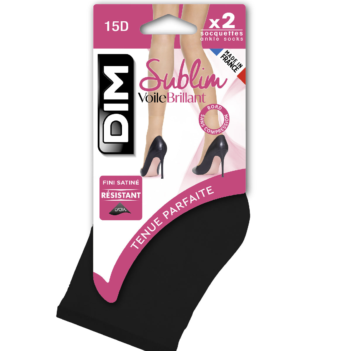 DIM Pack de 2 calcetines de media negros iridiscentes Sublim 14D