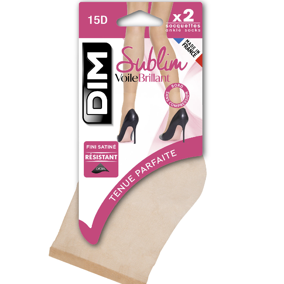 DIM Pack de 2 calcetines de media capri iridiscentes Sublim 14D