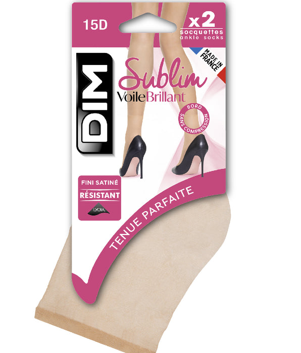 DIM Pack de 2 calcetines de media capri iridiscentes Sublim 14D
