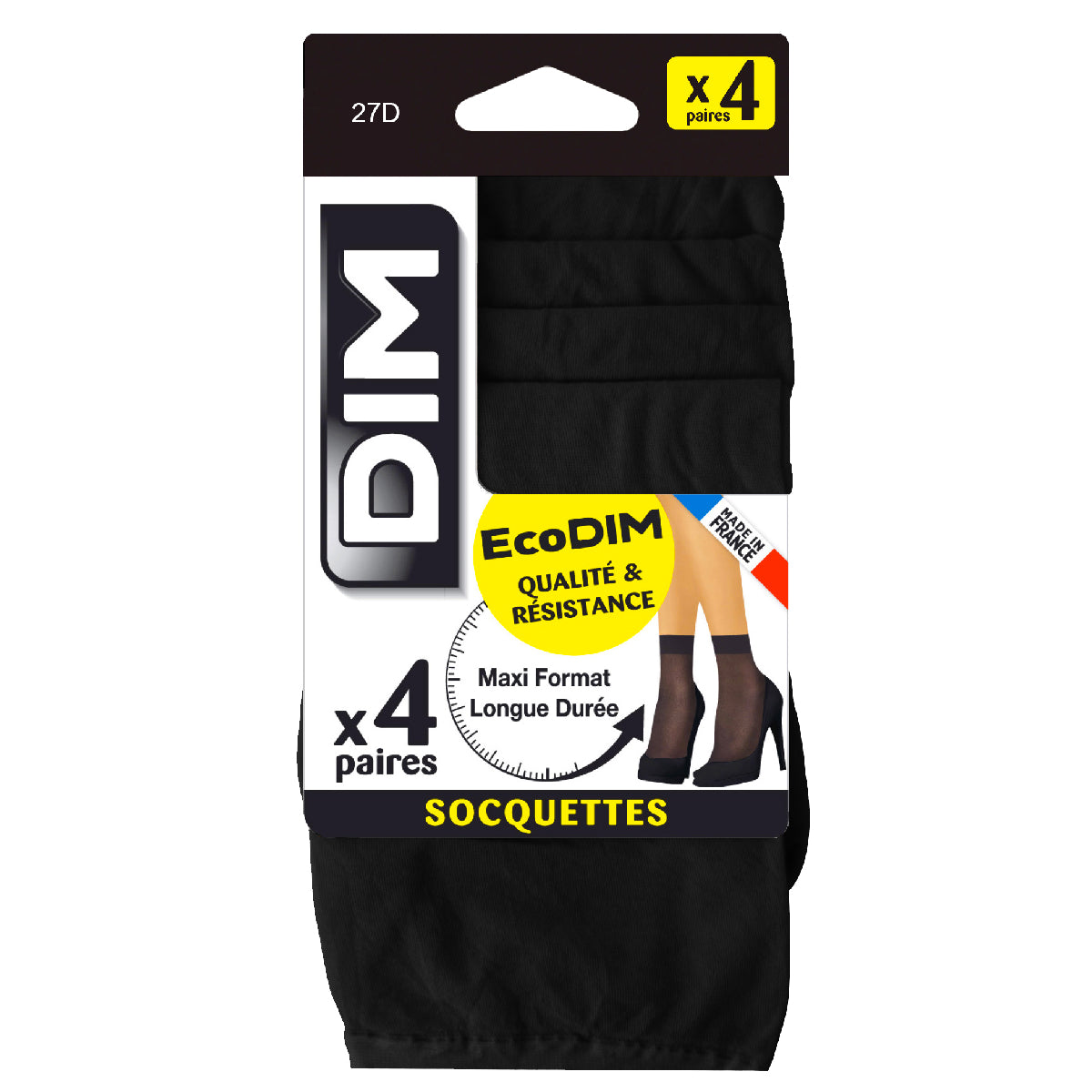 DIM Pack de 4 calcetines medias negras EcoDIM semi-opacas 30D