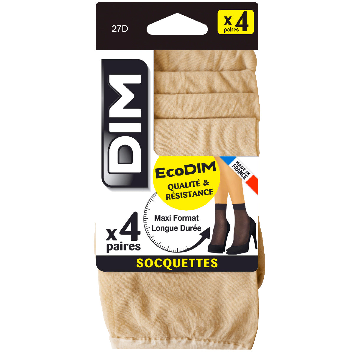 DIM Pack de 4 calcetines media Capri EcoDIM semiopacas 30D