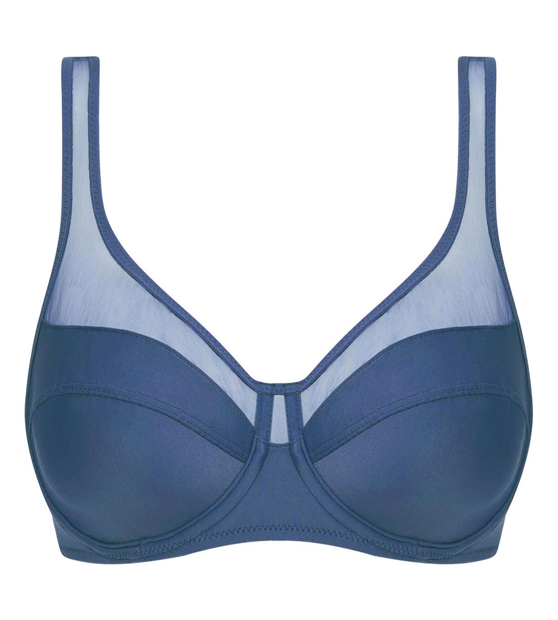 DIM Sujetador push-on de microfibra y tul azul Dim Generous