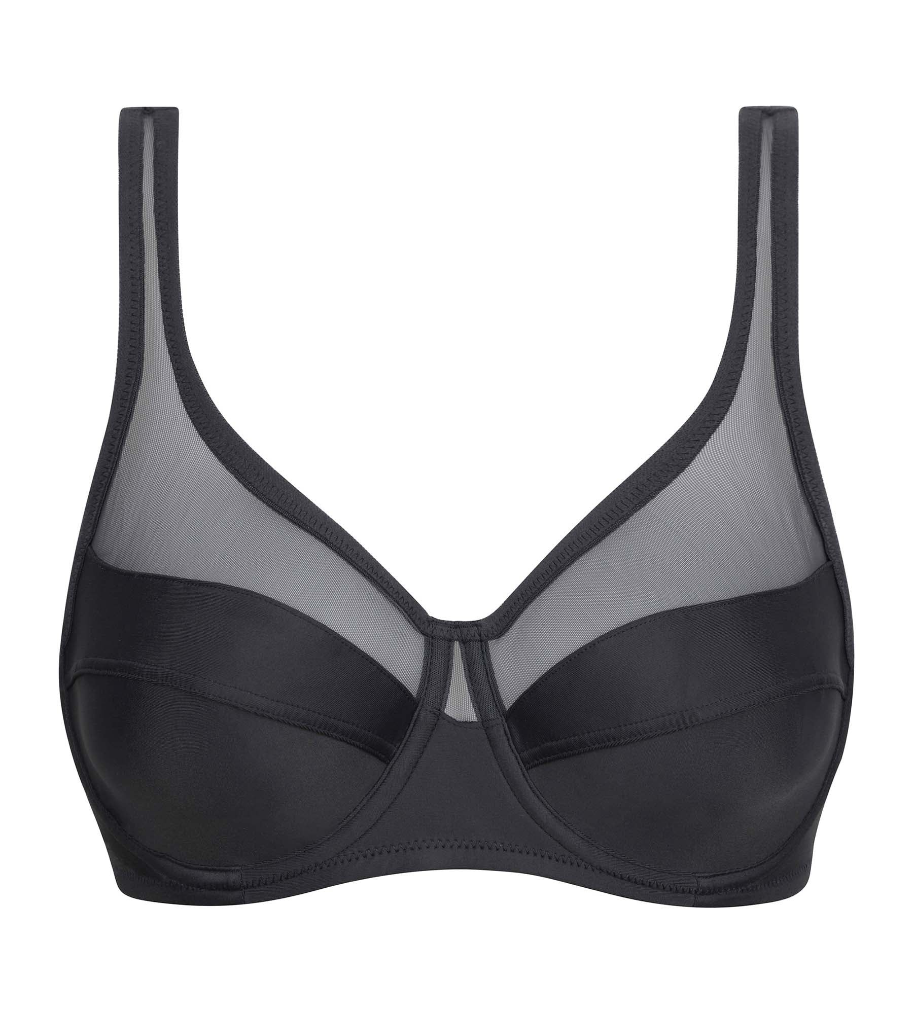 DIM Sujetador push-on de microfibra y tul gris Dim Generous
