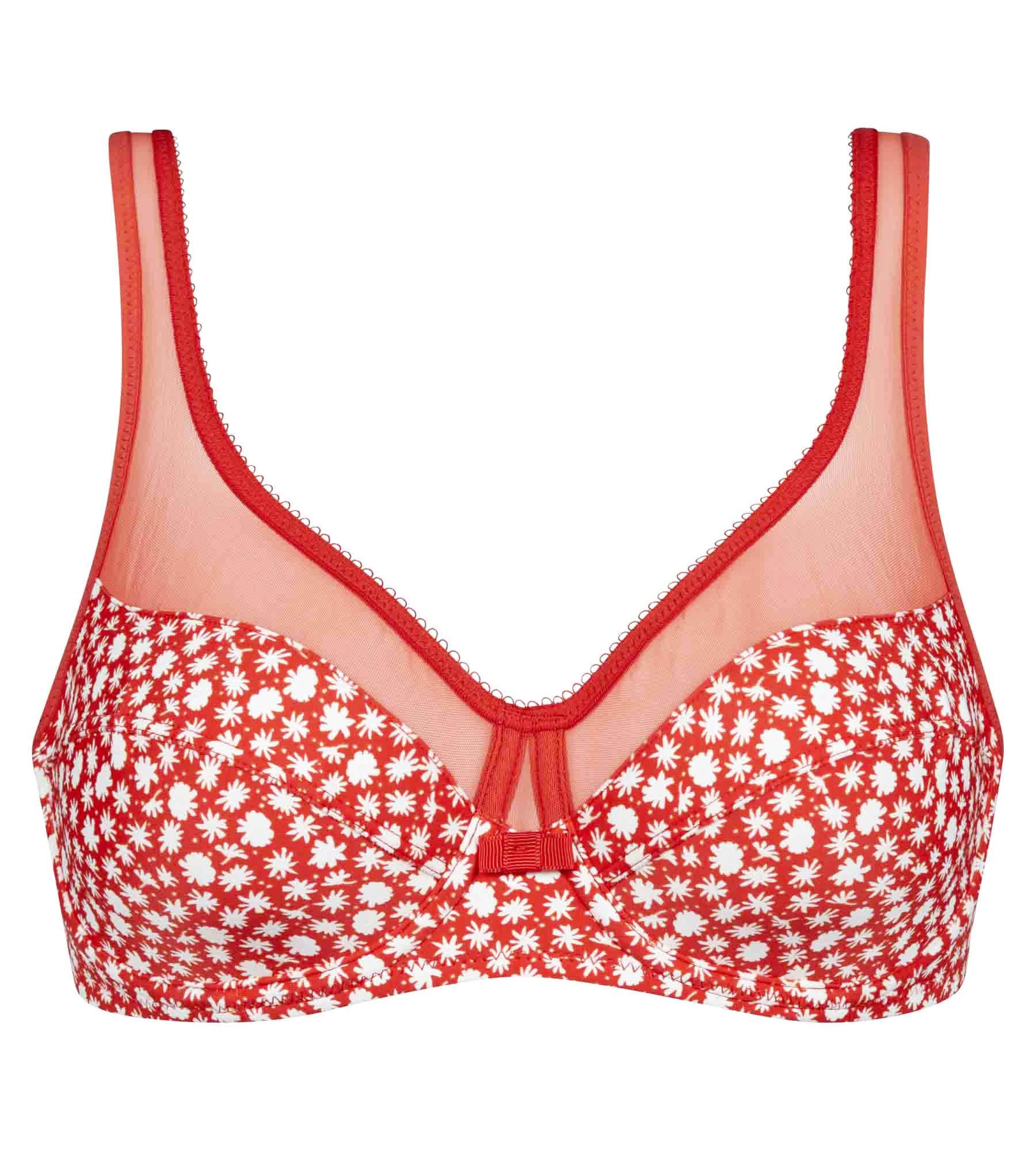DIM Sujetador de gran capacidad con aros Rojo con florecitas blancas Generous Dim