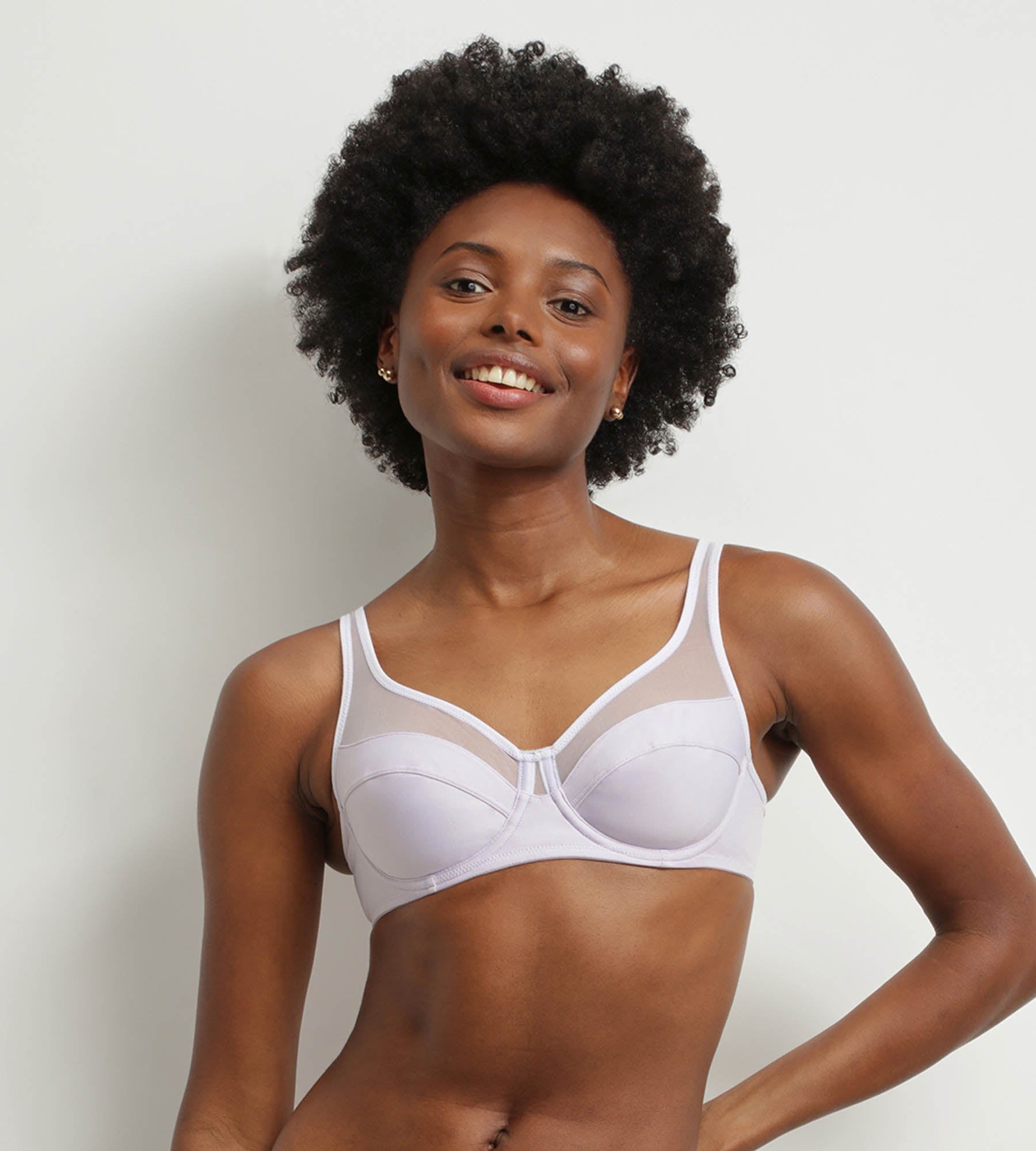 DIM Sujetador de gran capacidad con aros en microfibra y tul violeta grisáceo Dim Generous