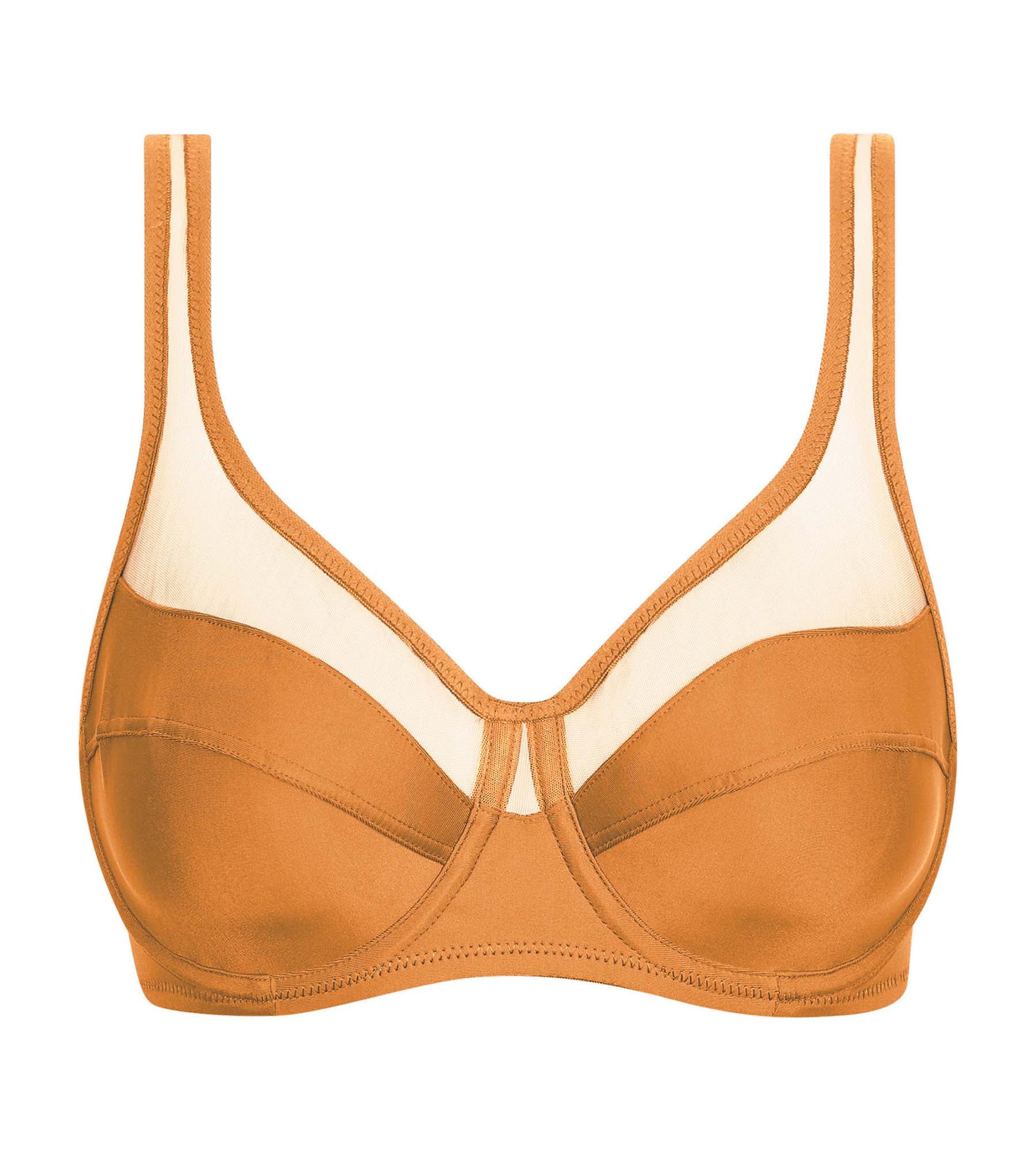 DIM Sujetador push-on de microfibra y tul Mandarine Dim Generous