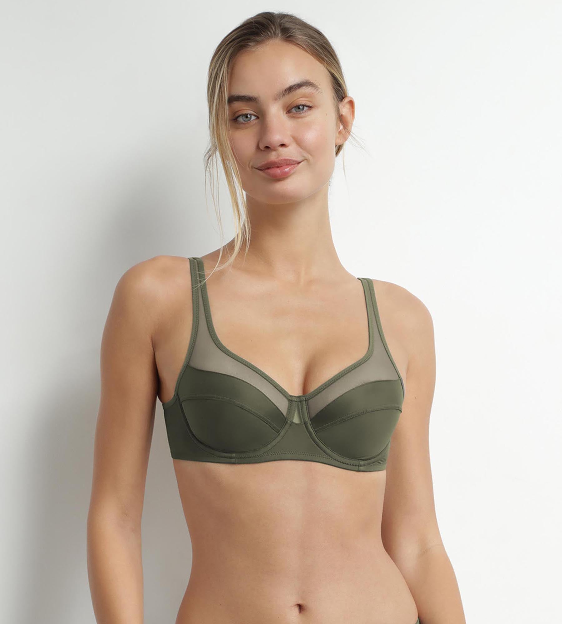 DIM Sujetador push-on de microfibra y tul verde Dim Generous
