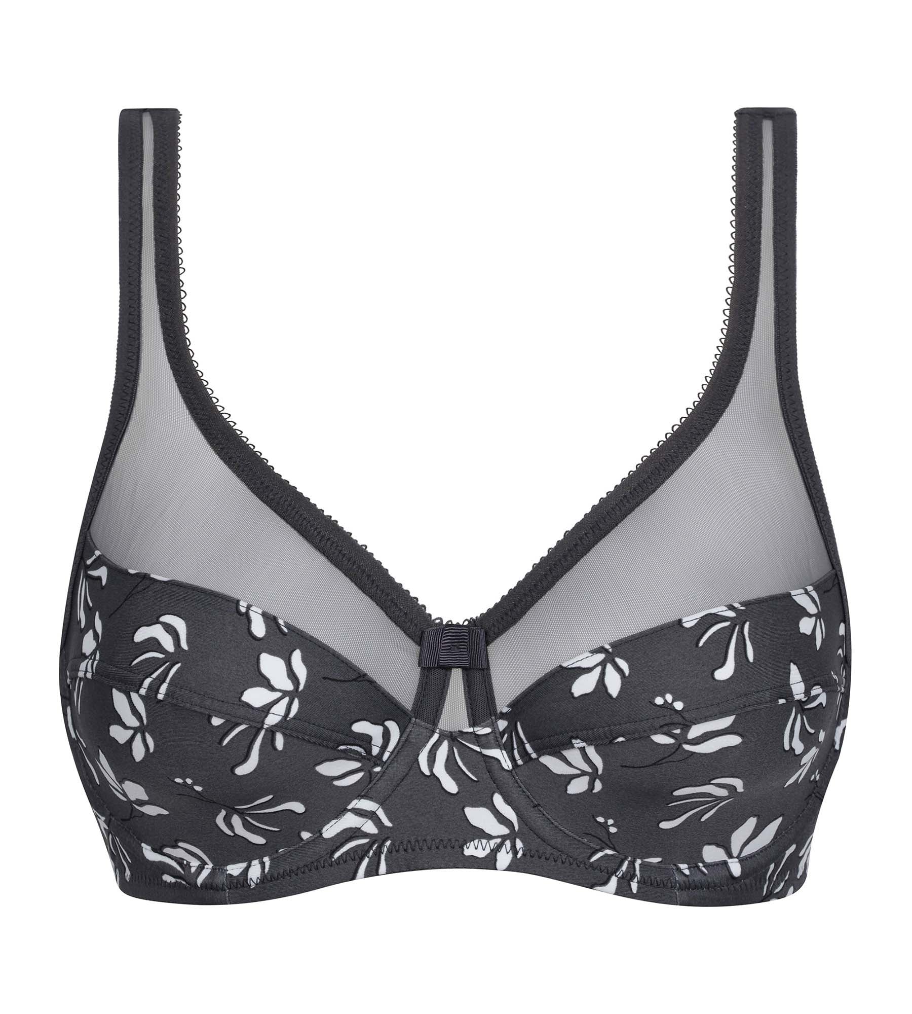 DIM Sujetador con aros de tul y microfibra floral gris Dim Generous