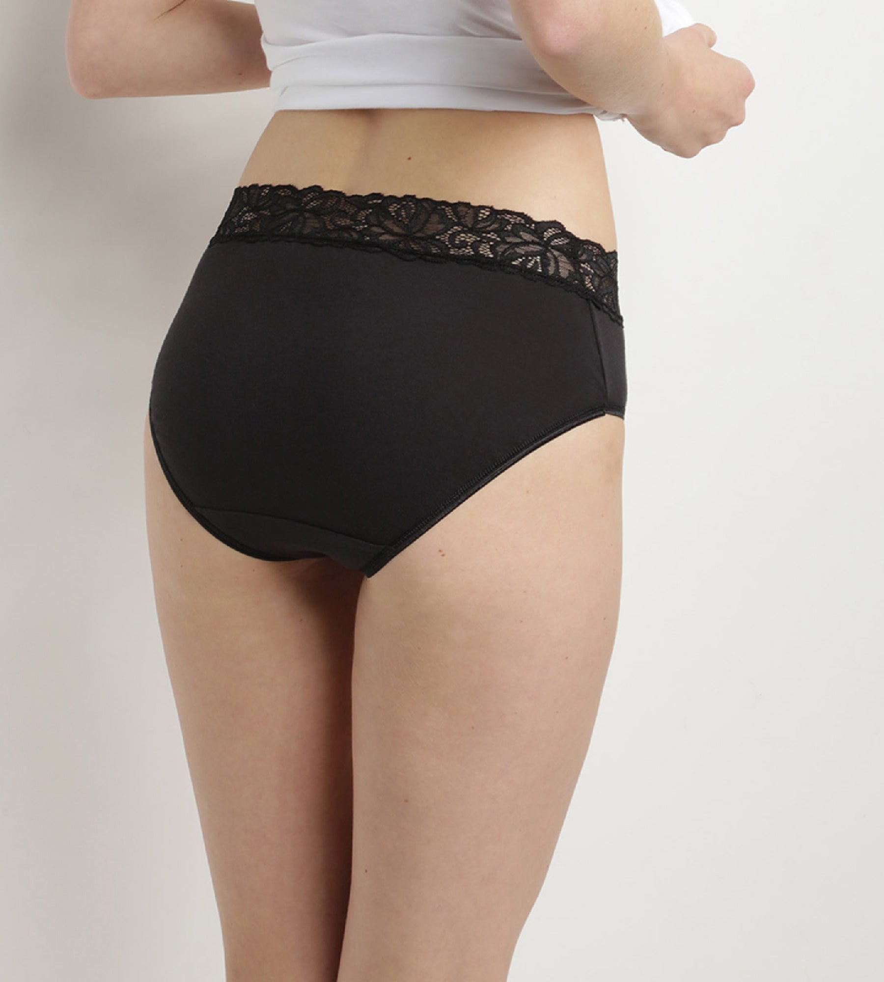 DIM Pack de 2 braguitas de talle alto de algodón negras Coton Plus Féminine