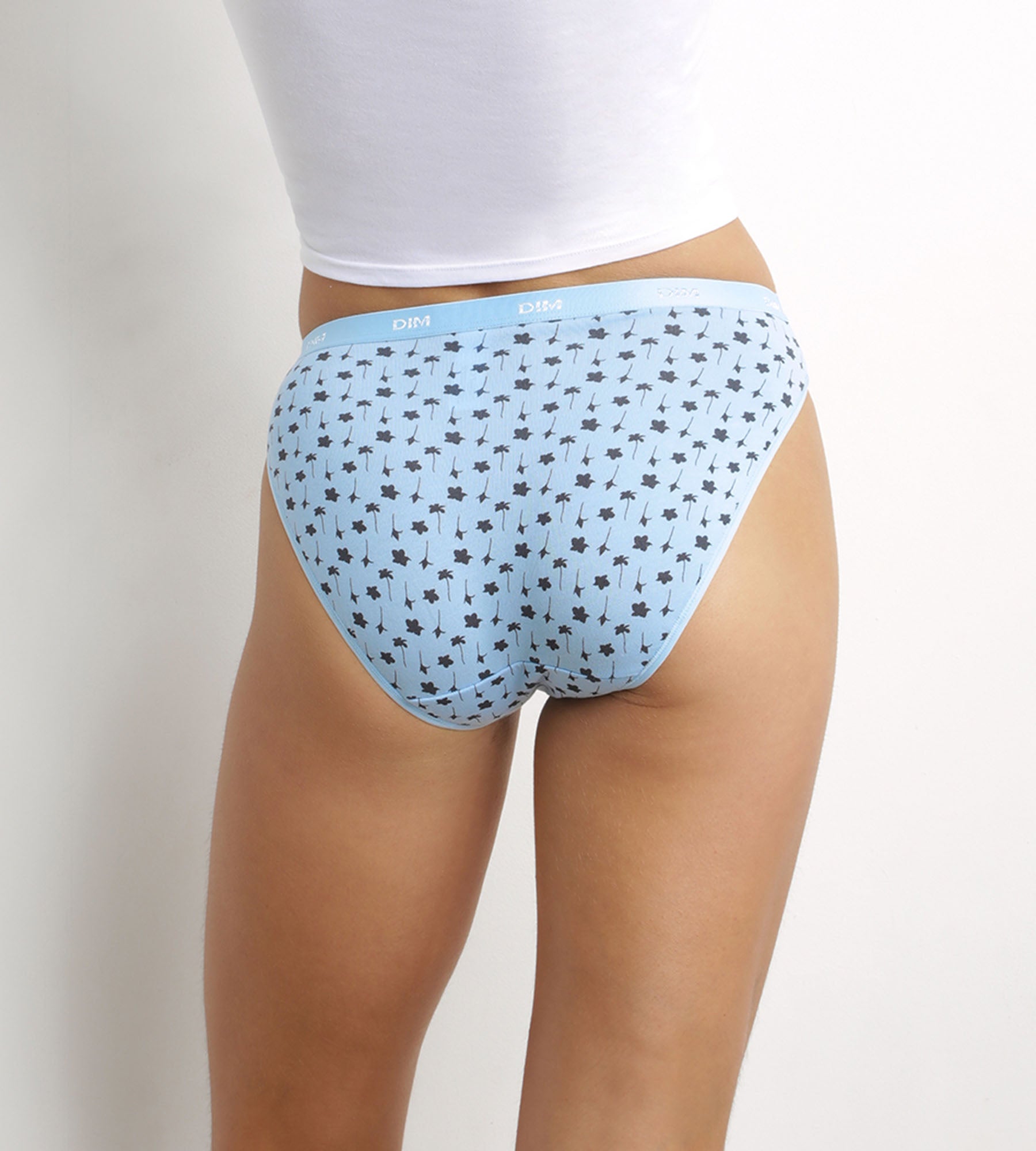 DIM Pack de 5 bragas de mujer de algodón elástico floral Azul Les Pockets