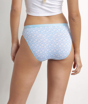 Pack de 3 bragas de mujer de algodón elástico Azul Gris con flores Les Pockets