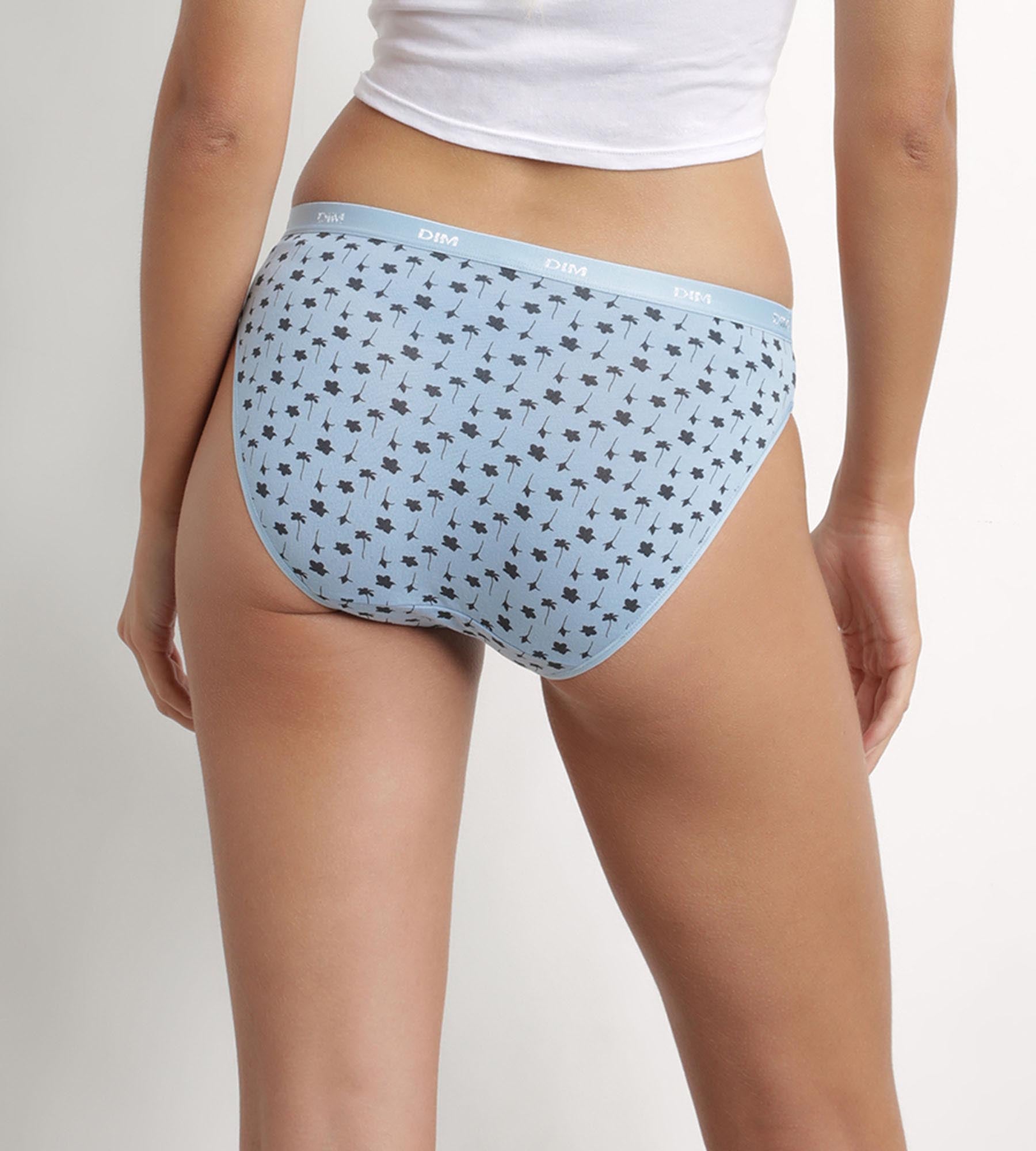 DIM Pack de 3 bragas de algodón elástico azul para mujer con estampado Les Pockets