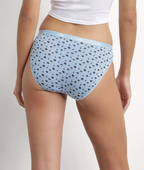 Pack de 3 bragas de algodón elástico azul para mujer con estampado Les Pockets