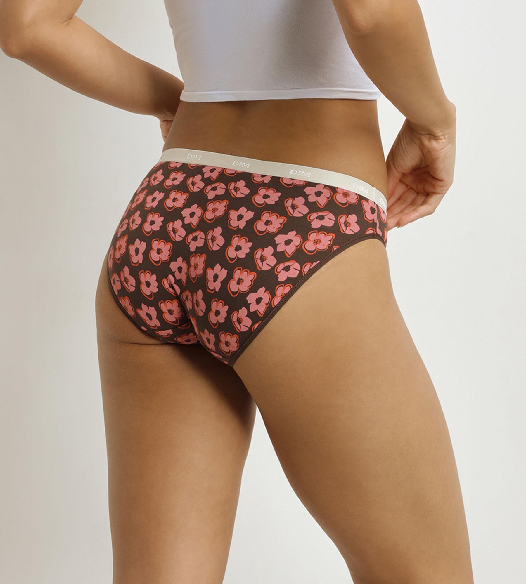 DIM Pack de 3 calzoncillos de mujer con motivos bohemios rosas y marrones Les Pockets