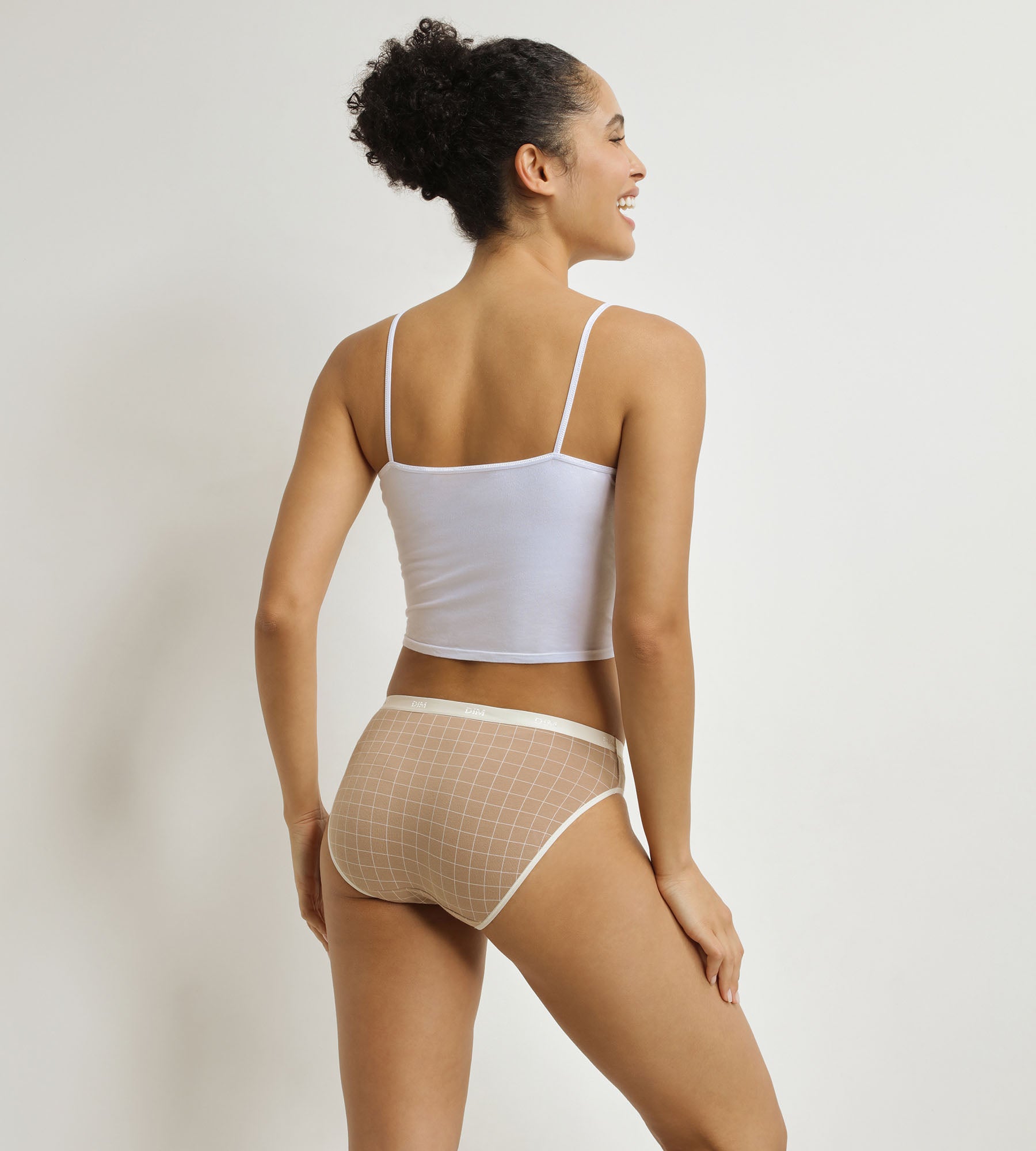 DIM Pack de 3 Calzoncillos Mujer Gingham Crudo Azul Beige Les Bolsillos