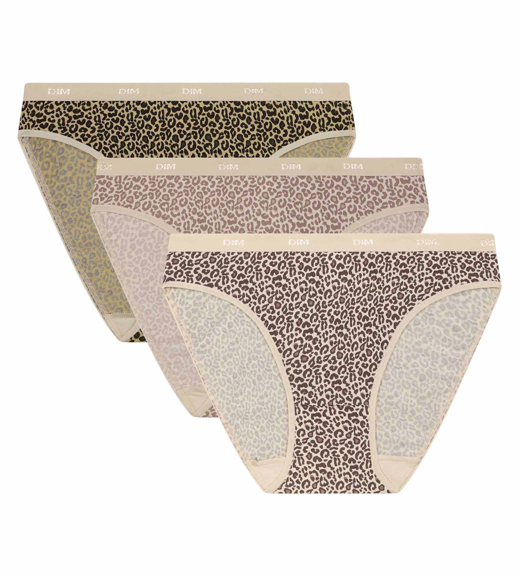 DIM Pack de 3 braguitas de mujer con estampado de leopardo Ecru Beige Les Pockets