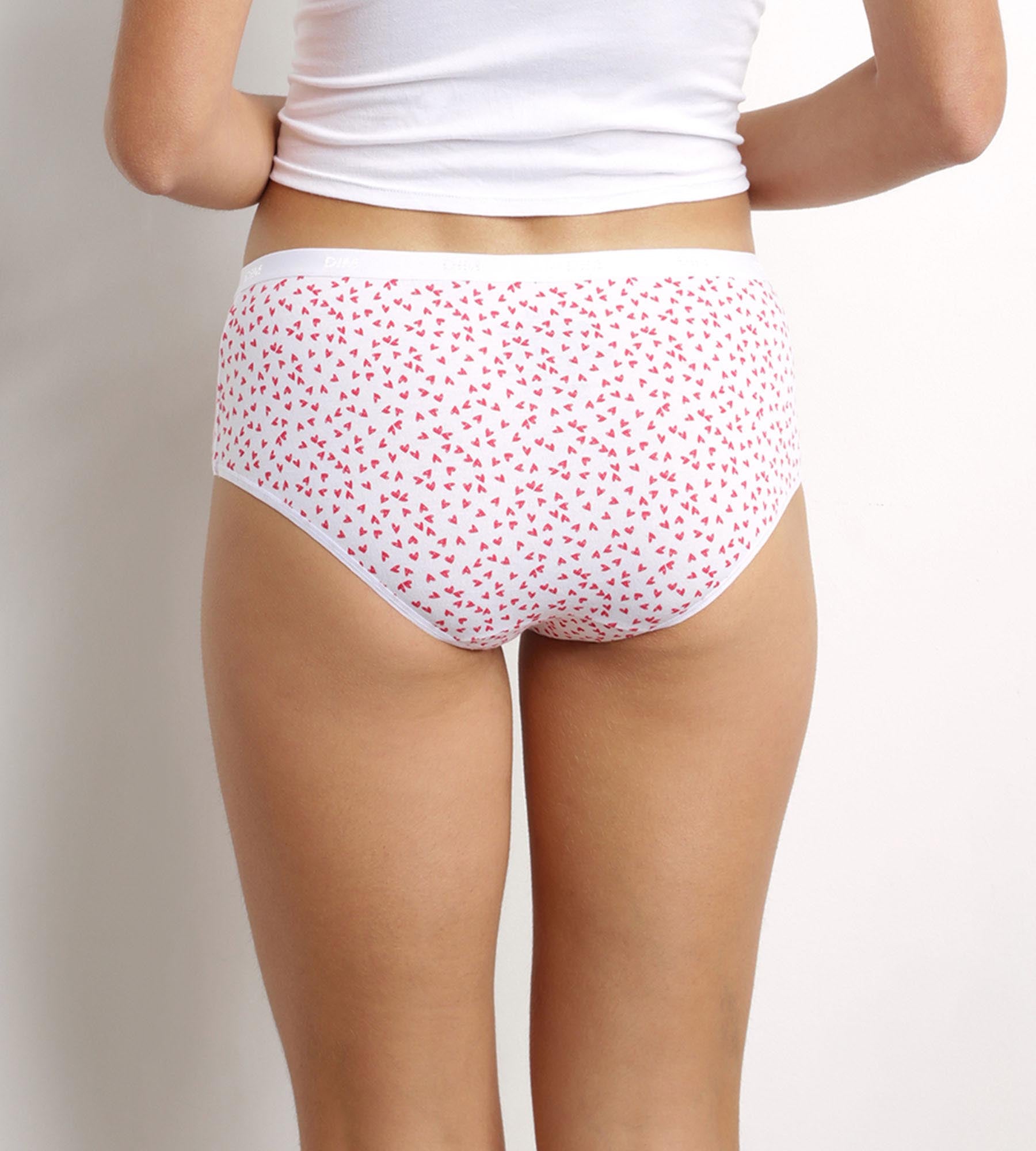 DIM Pack de 5 culottes de mujer de algodón elástico con estampado de corazones Les Pockets