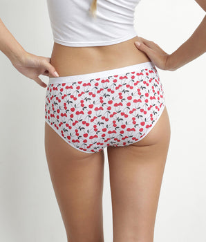 Pack de 3 culottes de mujer de algodón elástico rojo con estampado de corazones Les Pockets