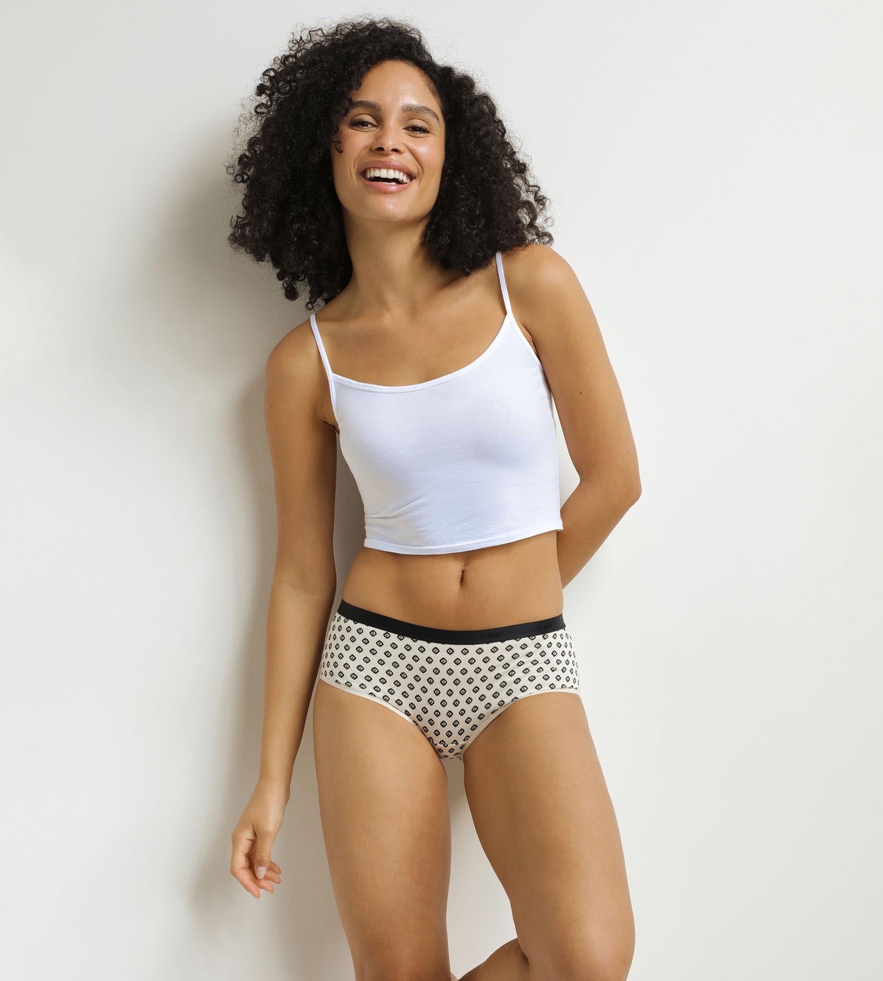DIM Pack de 3 calzoncillos para mujer con estampado étnico, caqui, negro Les Pockets