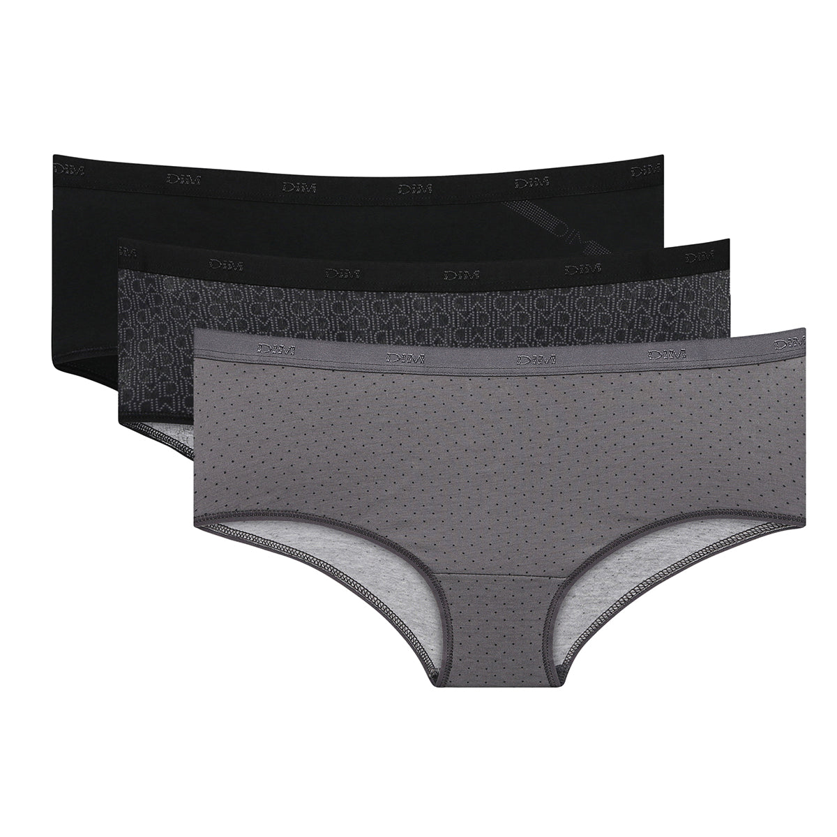 DIM Pack de 3 culottes negros para mujer Les Pockets de algodón