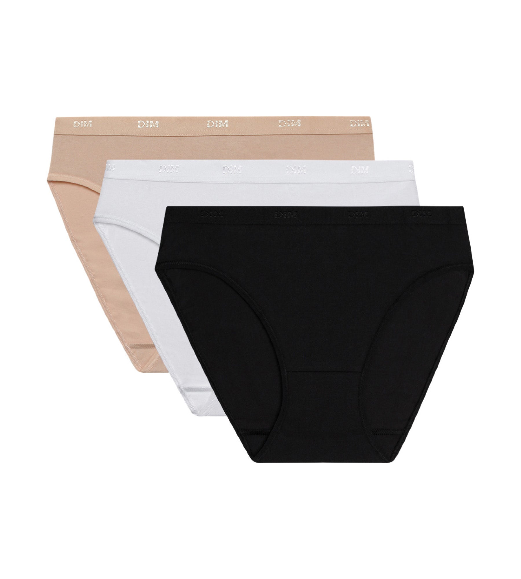 DIM Pack de 3 bragas en blanco/visón/negro Les Pockets de algodón