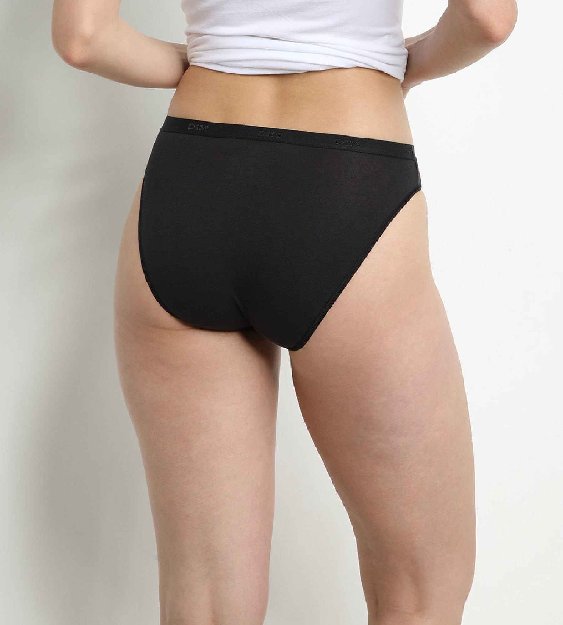 DIM Pack de 3 bragas en negro/blanco/gris Les Pockets de algodón