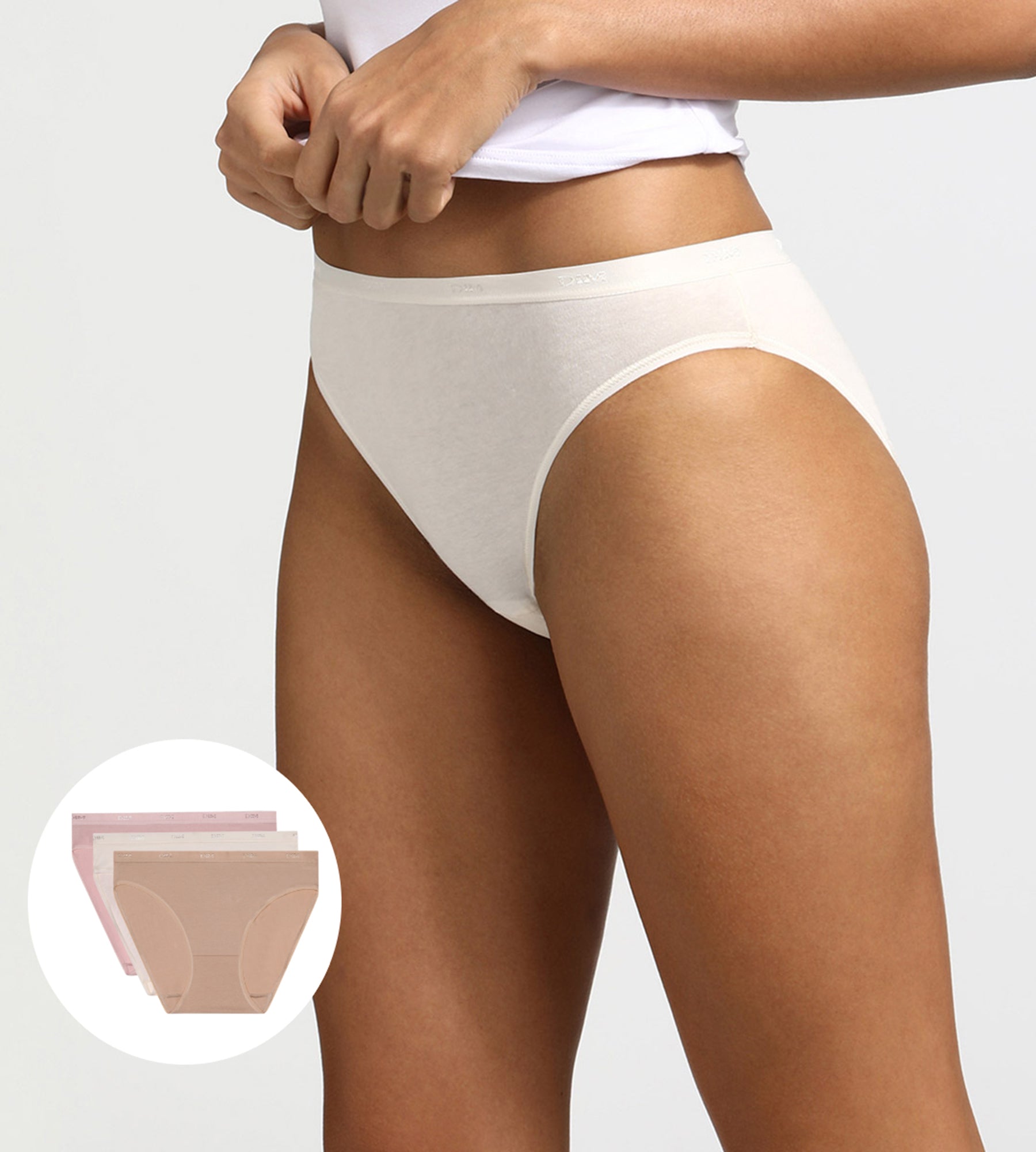 DIM Pack de 3 bragas de color visón/rosa/nácar Les Pockets de algodón
