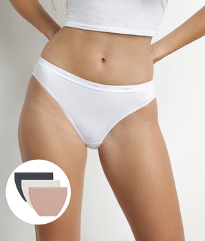 Pack de 3 bragas de algodón elástico Gris Rosa Blanco Les Bolsillos Ecodim
