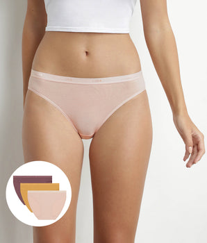 Pack de 3 bragas de algodón elástico Amarillo Nude Marrón Les Bolsillos Ecodim