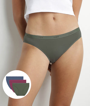 Pack de 3 bragas de algodón elástico Azul Rojo Verde Les Bolsillos Ecodim