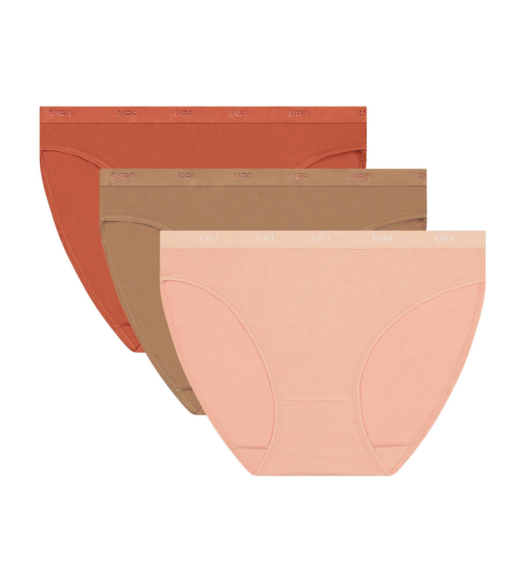 DIM Pack de 3 bragas de algodón elástico naranja Speculos Les Pockets Ecodim