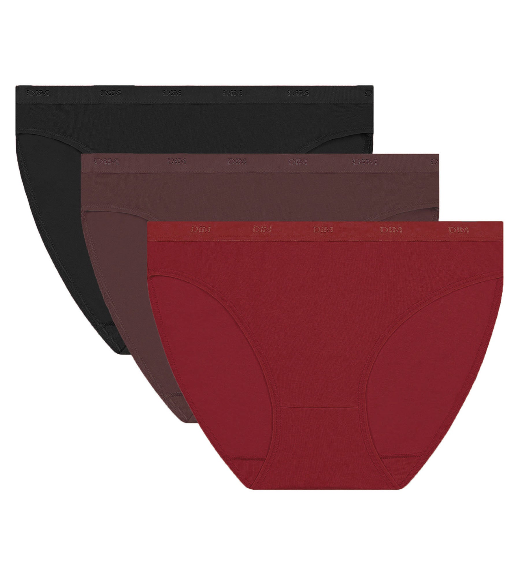 DIM Pack de 3 slips mujer Cacao, Rojo, Negro Les Bolsillos Ecodim