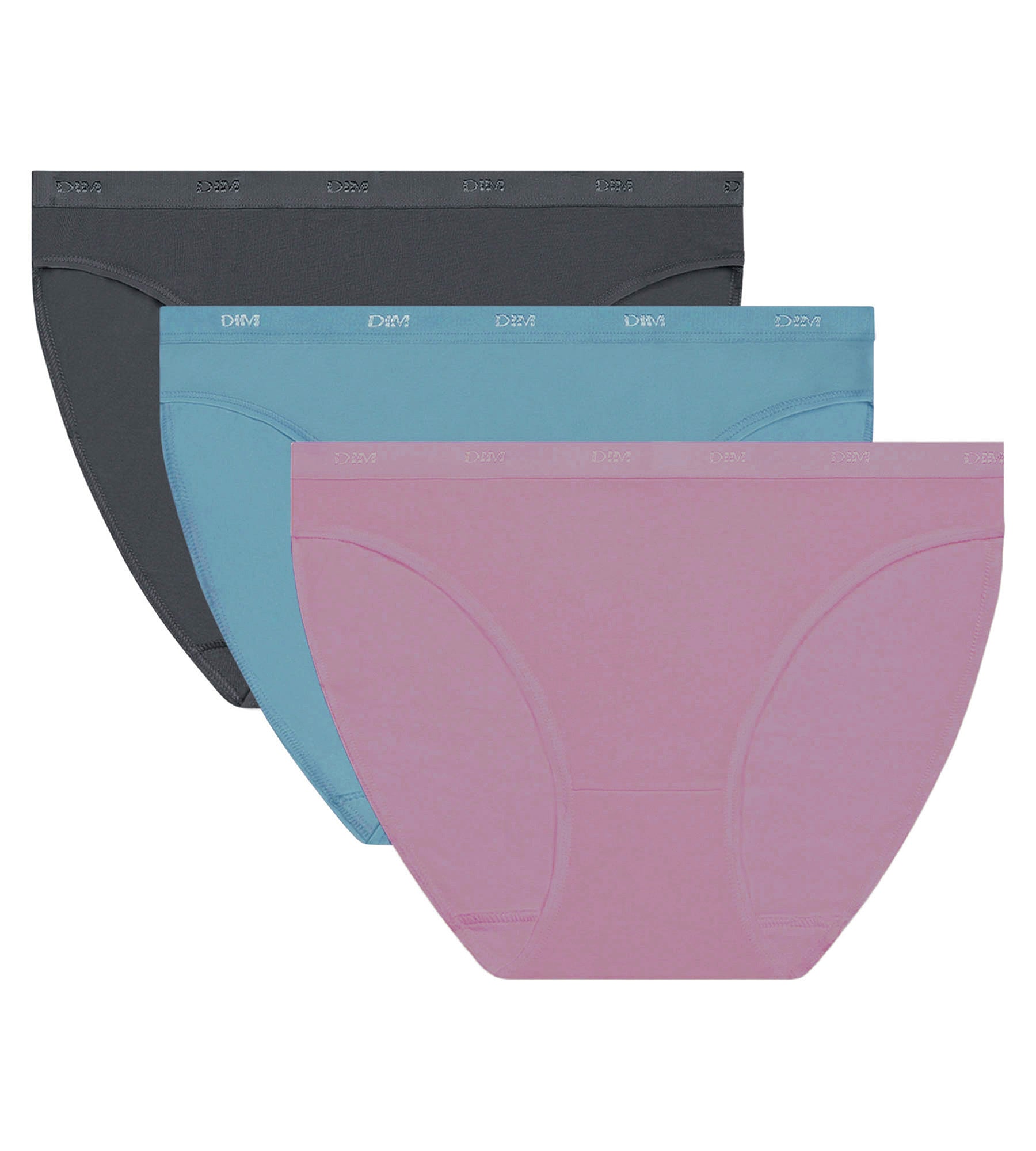 DIM Pack de 3 slips de mujer azul, morado y gris Les Pockets Ecodim