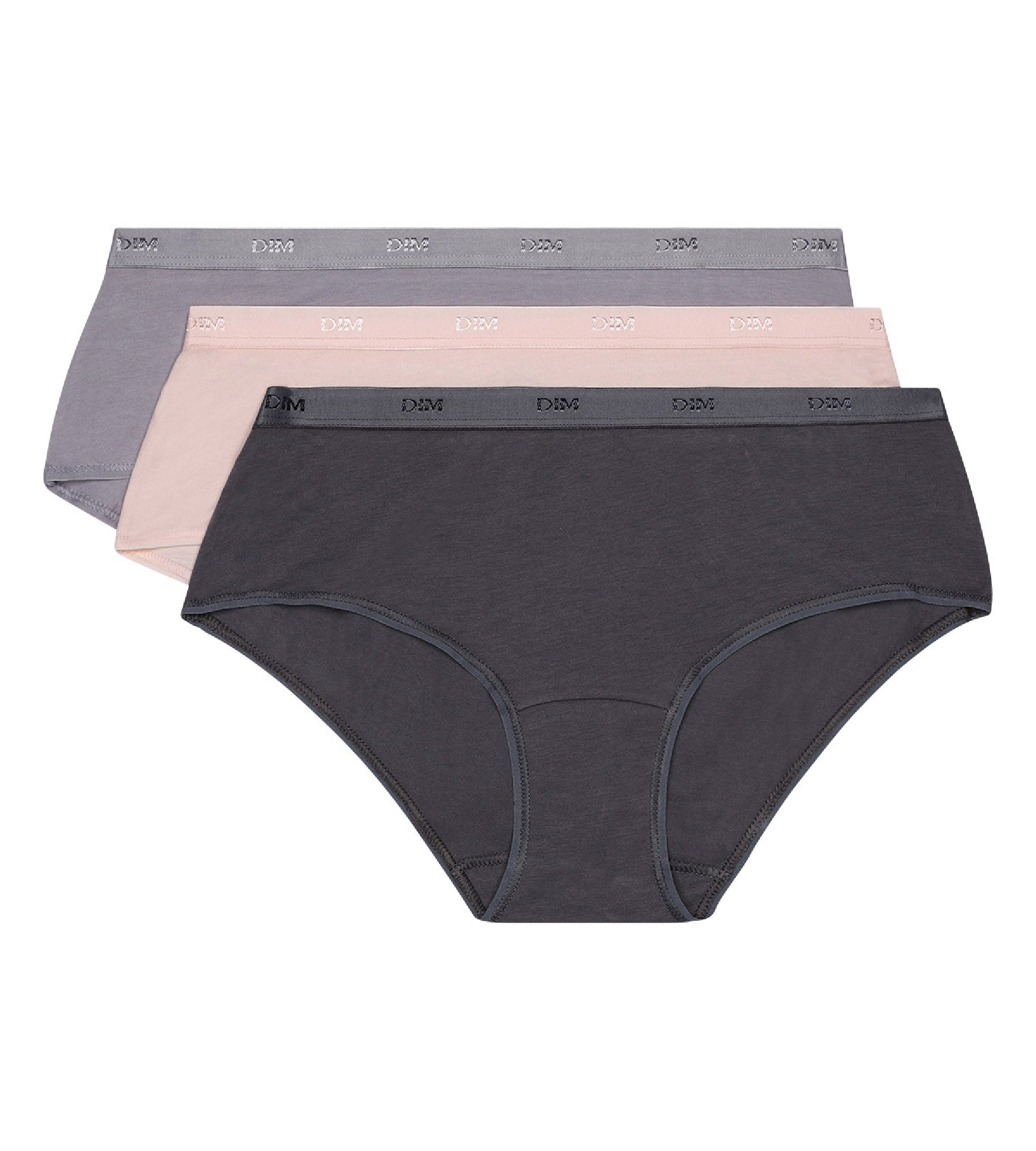 DIM Pack de 3 culottes de algodón rosa, gris y taupe Les Pockets EcoDIM