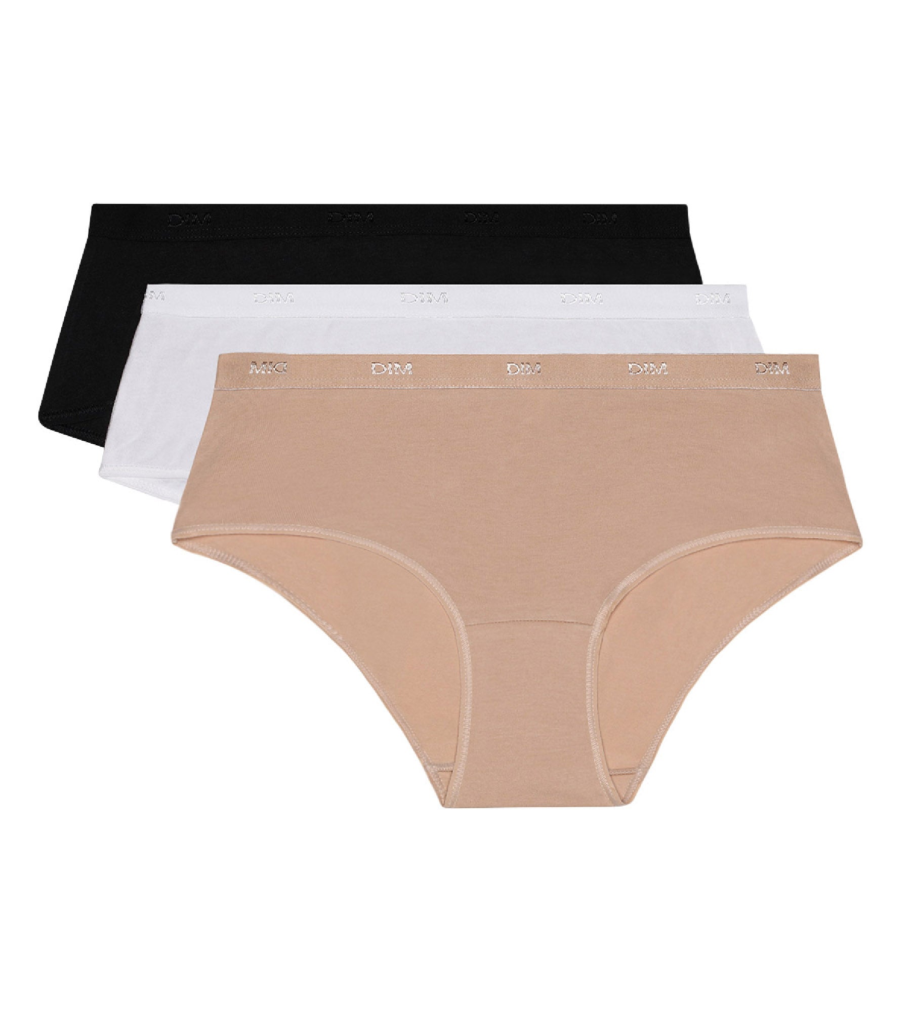 DIM Pack de 3 culottes en blanco/visón/negro Les Pockets de algodón