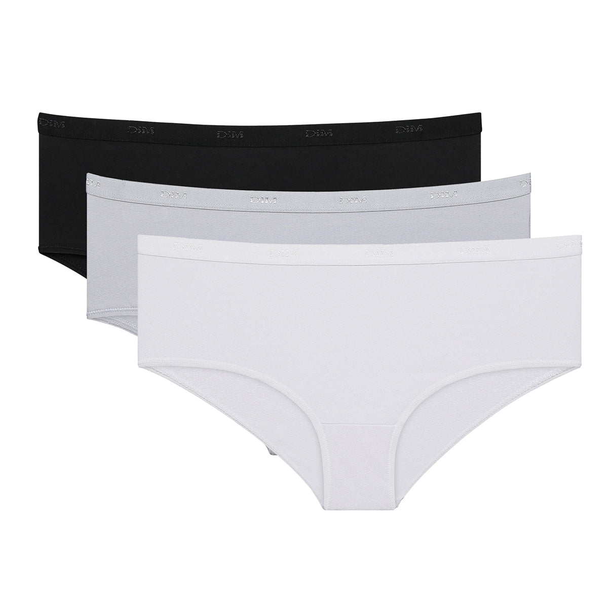 DIM Pack de 3 culottes en negro/blanco/gris Les Pockets de algodón