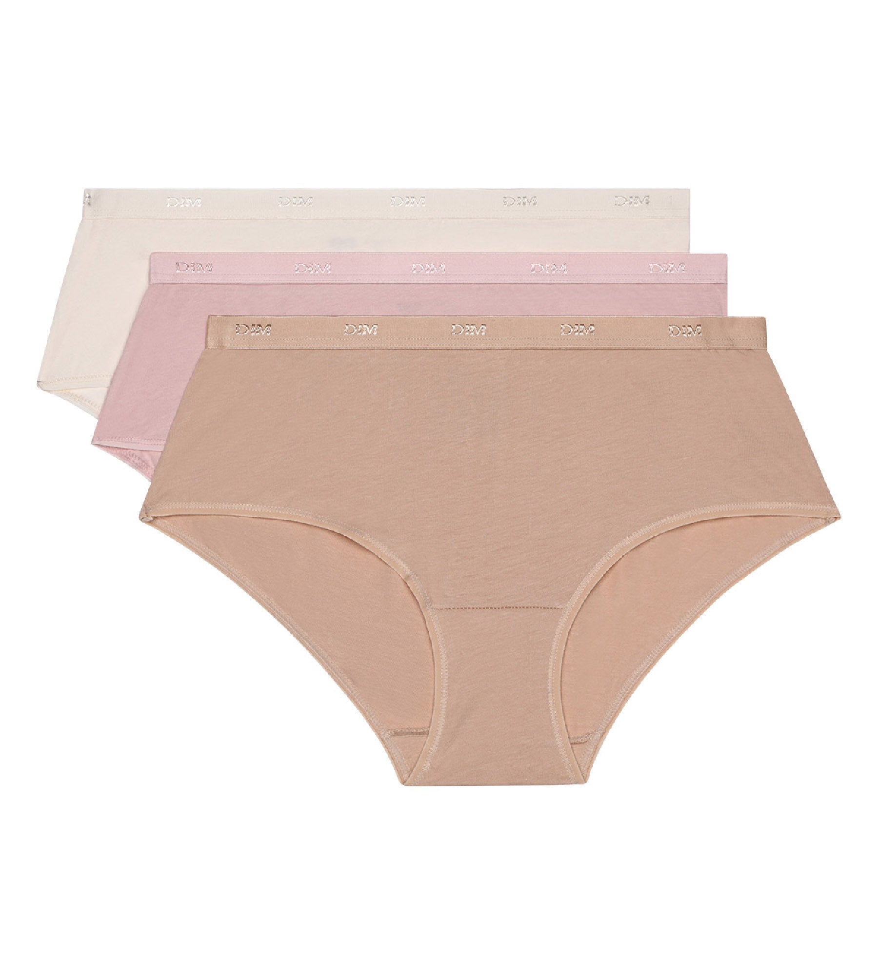 DIM Pack de 3 culottes de color visón/rosa/nácar Les Pockets de algodón
