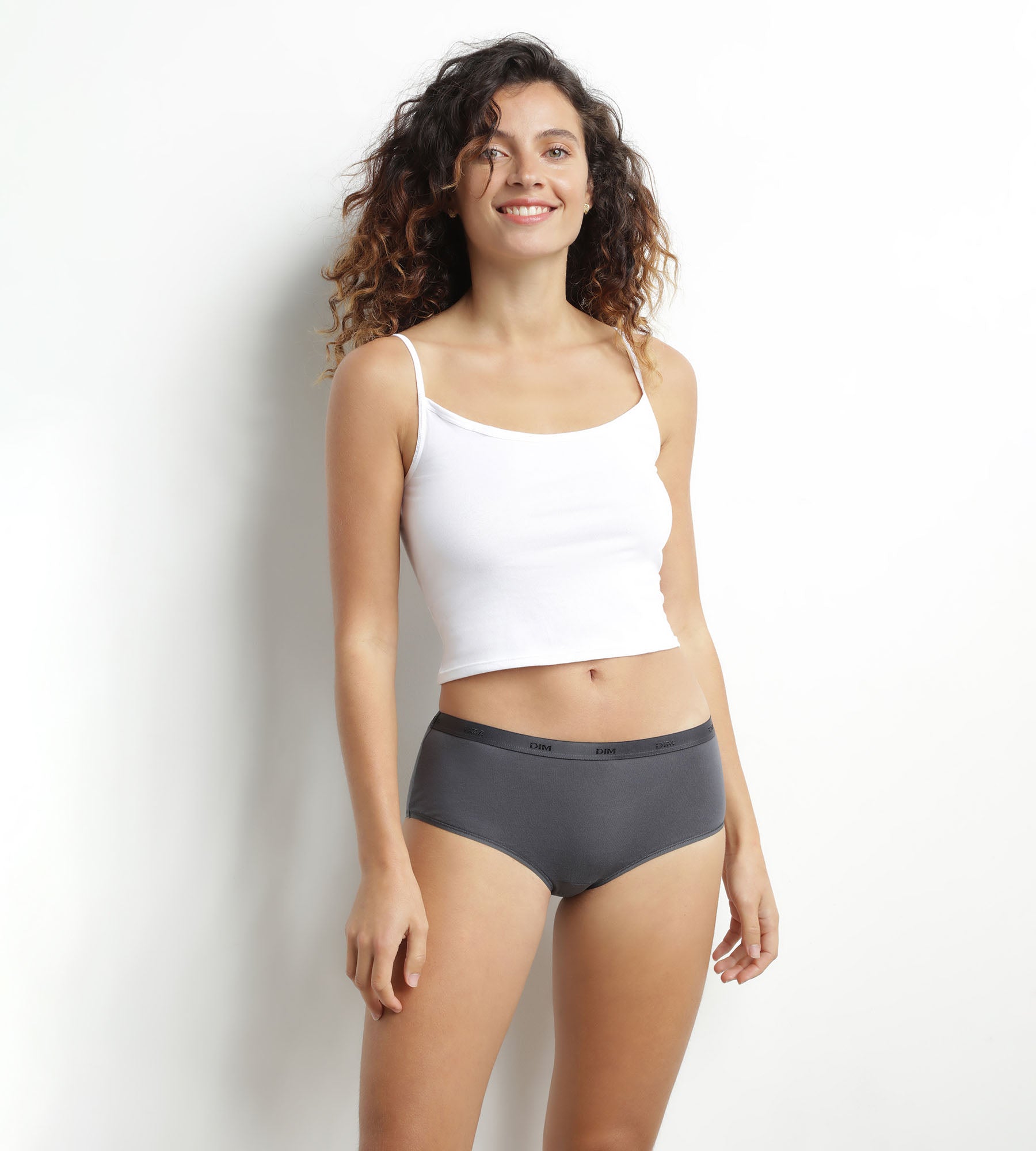 DIM Pack de 3 culottes para mujer de algodón elástico Beige Azul Gris Les Pockets Ecodim