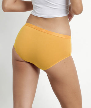 Pack de 3 culottes para mujer de algodón elástico Amarillo Marrón Les Pockets Ecodim
