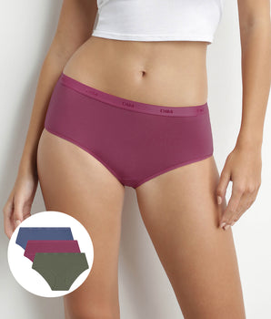 Pack de 3 culottes para mujer de algodón elástico Rojo Verde Les Pockets Ecodim