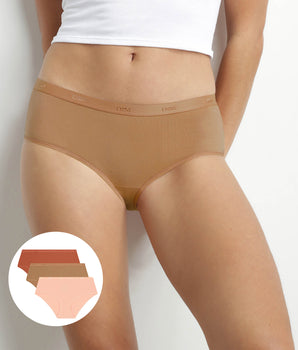 Pack de 3 culottes para mujer Speculos Naranja de algodón elástico Les Pockets Ecodim