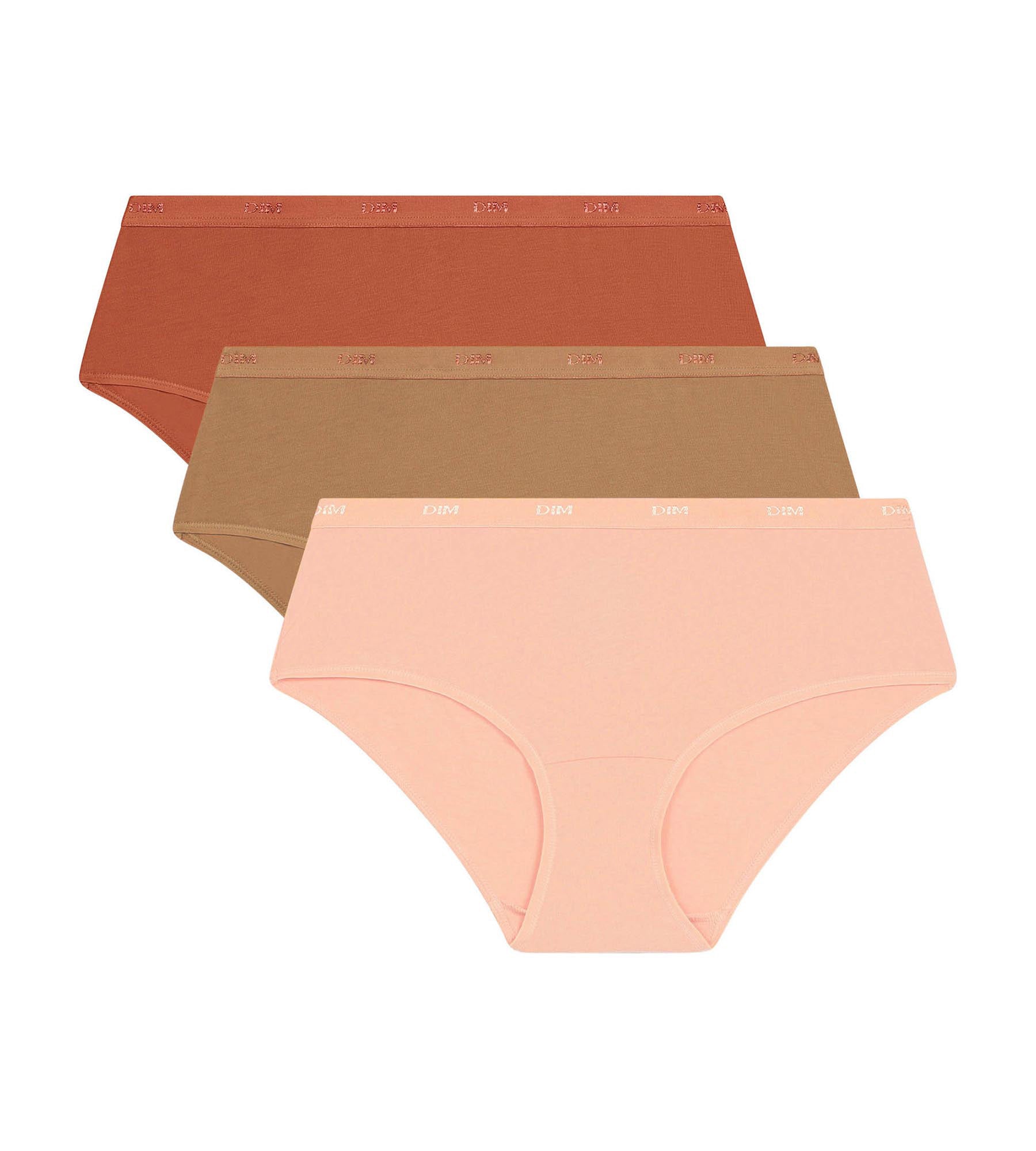 DIM Pack de 3 culottes para mujer Speculos Naranja de algodón elástico Les Pockets Ecodim