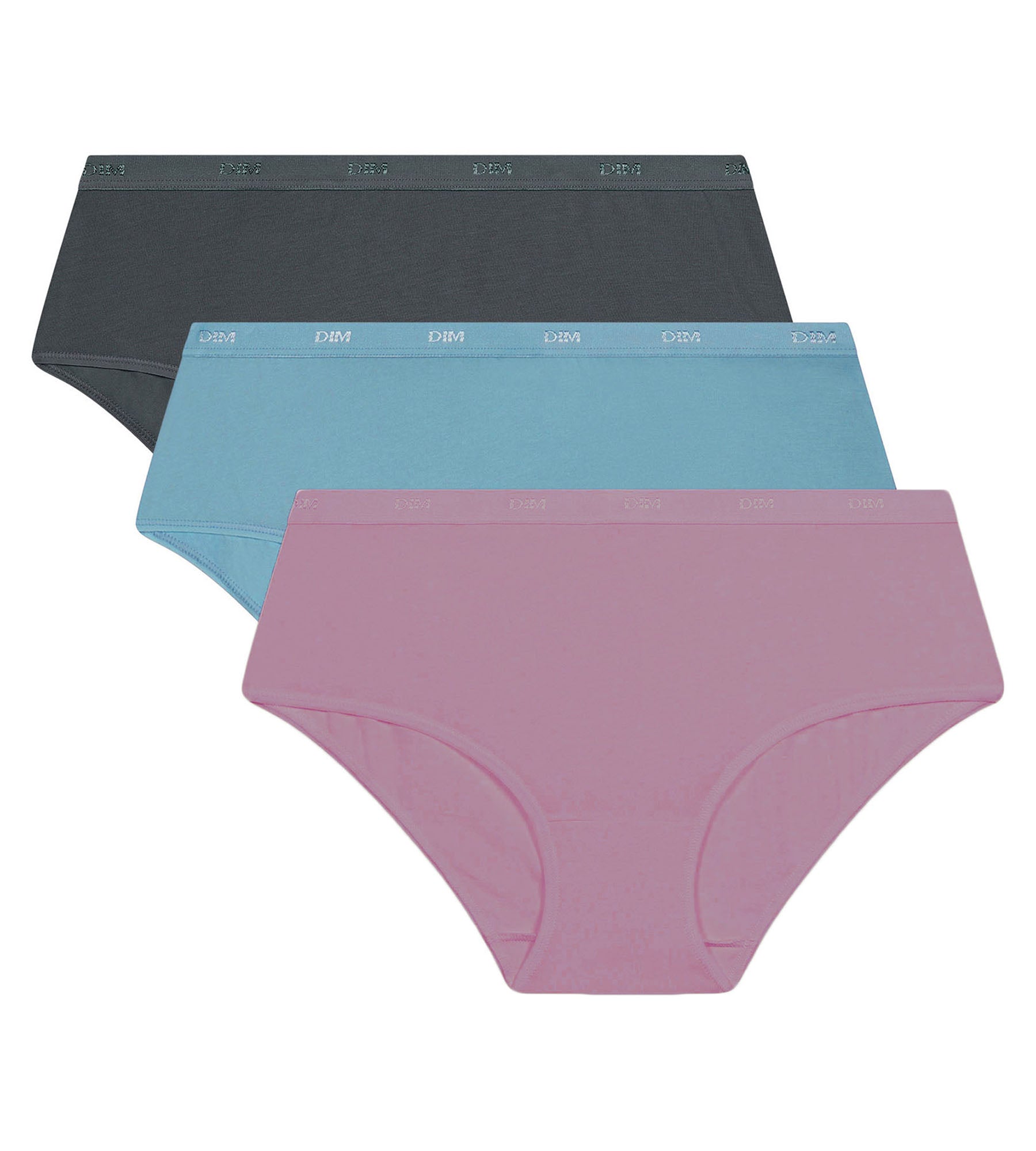 DIM Pack de 3 calzoncillos mujer Azul, Morado, Gris Les Bolsillos Ecodim