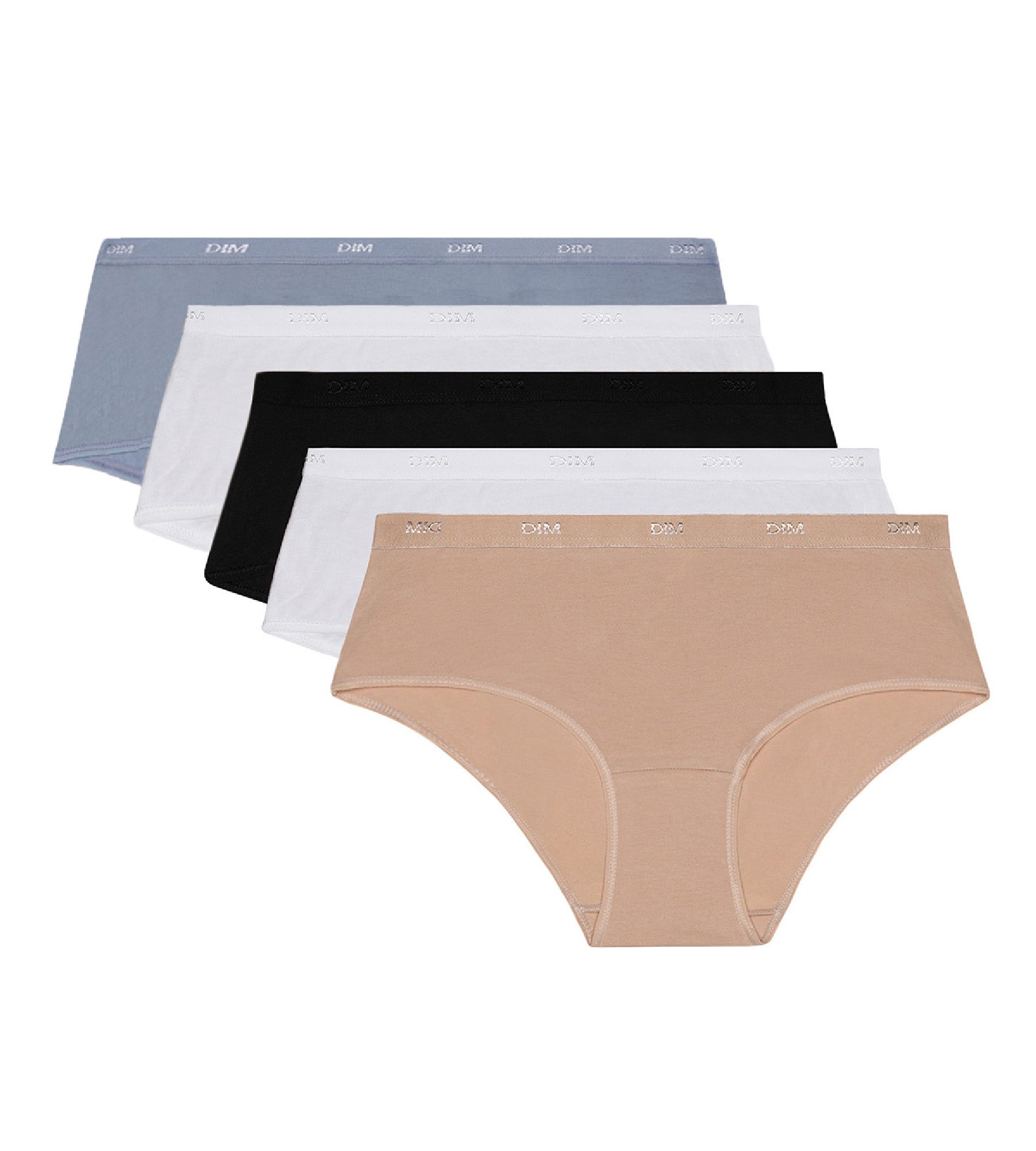 DIM Pack de 5 culottes de algodón elástico Les Pockets Ecodim