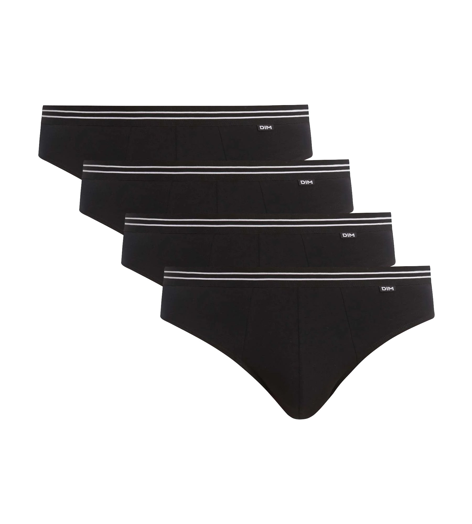 DIM Pack de 4 slips de hombre de algodón elástico negro EcoDim