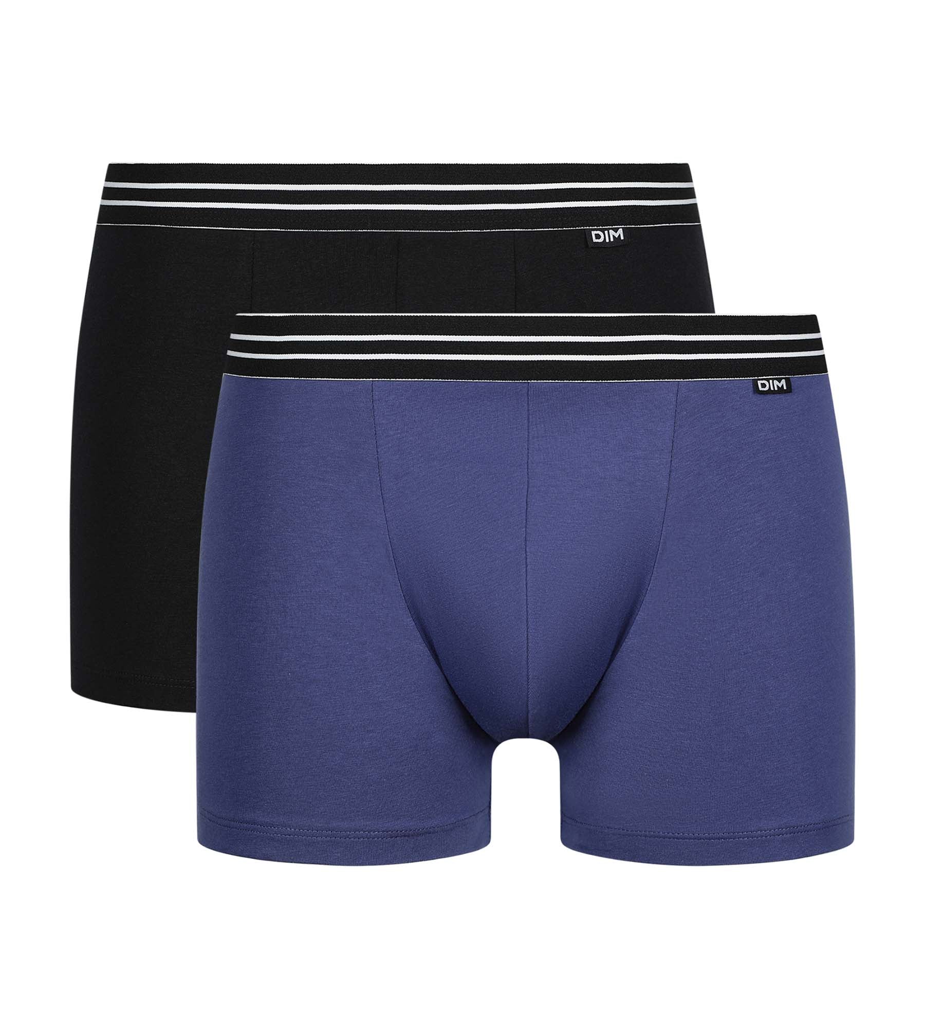 DIM Pack de 2 bóxers de hombre de algodón elástico azul y negro EcoDim