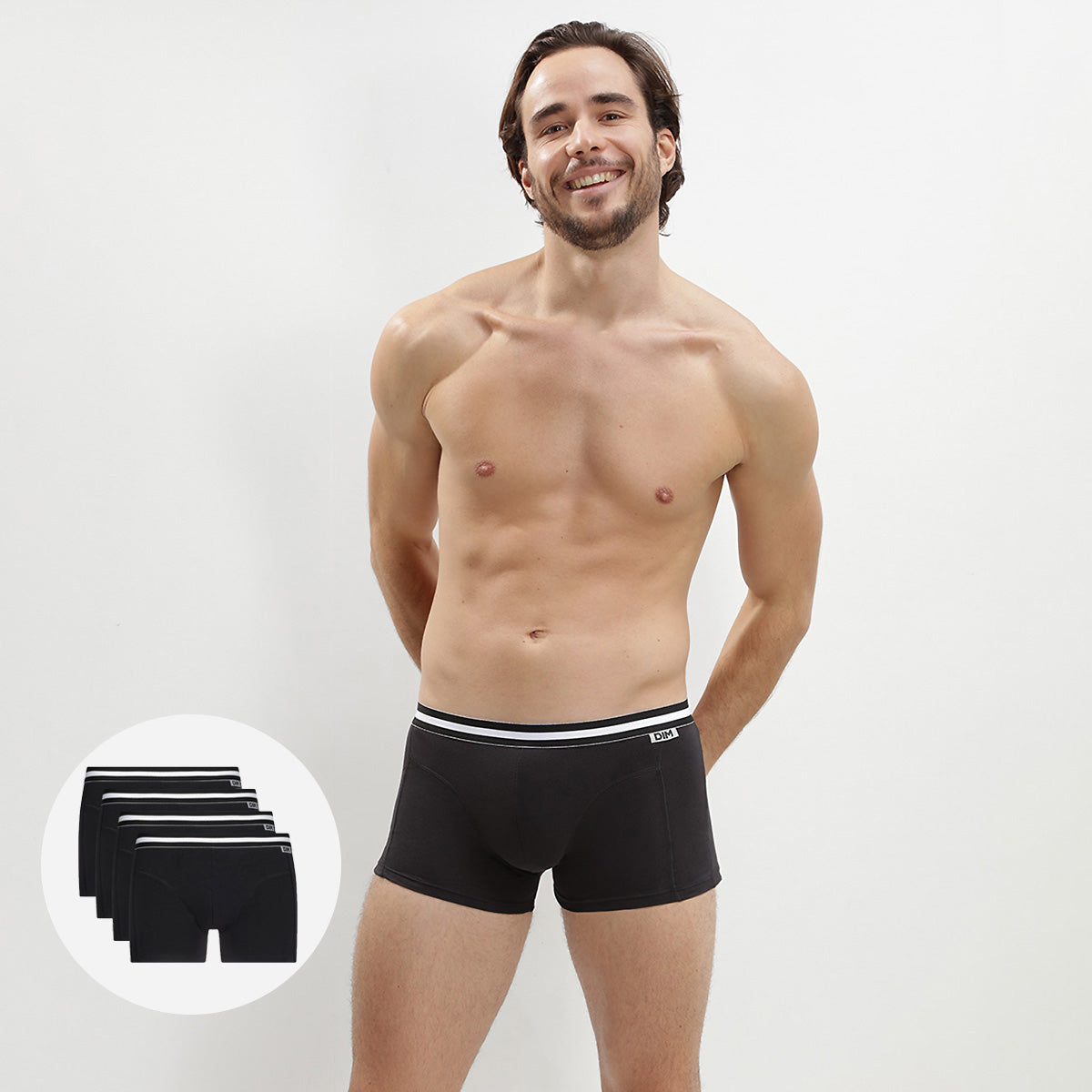 DIM Pack de 4 bóxers negros de algodón ECODIM